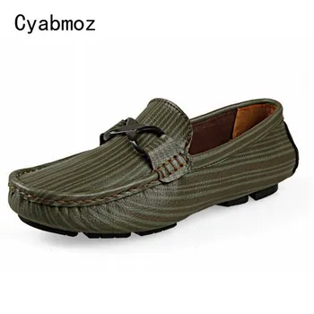 

Men Fashion Stripes Casual Shoes Male Comfortable Slip-on Loafers Oxfords Breathable Genuine Leather Moccasins Size 47 48 49 50