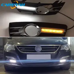 Светодиодный фонарь дневного света для Volkswagen Passat CC 2009-2012 водонепроницаемый желтый указатель поворота лампа бампера светодиодный DRL