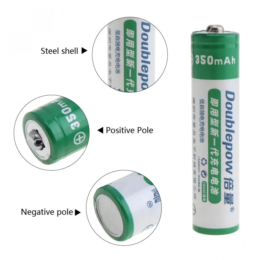 2 шт./лот doulepow 10440 AAA 350mAh 3,7 V литий-ионная аккумуляторная батарея для фонарей/лазерных ручек/фар