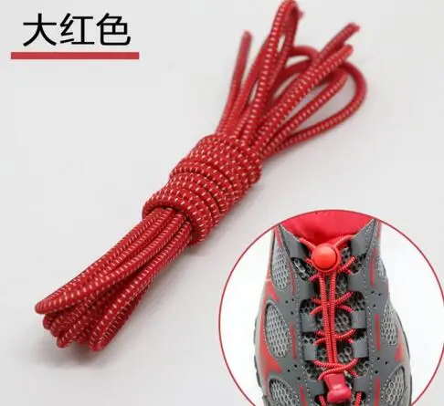 Мода красочные 100 см в горошек замок шнурки эластичные Шнурки шнурков Бег/бег/Триатлон/Спорт Фитнес - Цвет: red
