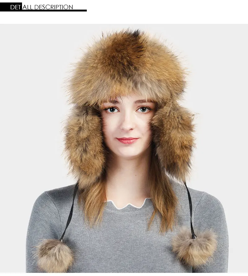 Pudi HF709 женские шапки из натурального меха енота и лисы новые брендовые зимние теплые шапочки-бомберы цвета зимняя шапка