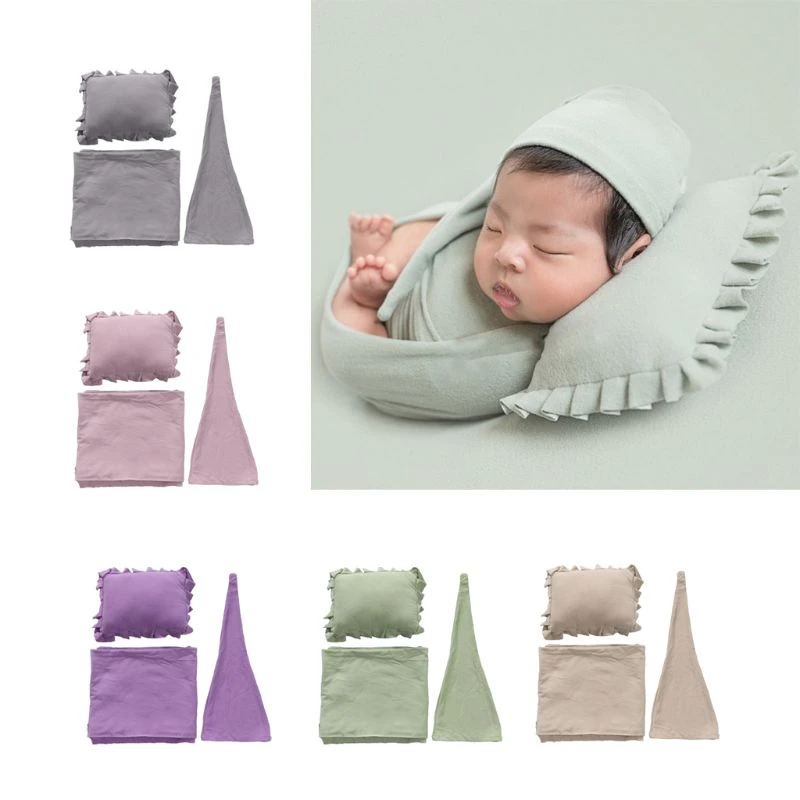 1Set Newborn Baby Photography Props Pillow Hat Wrapping Infant Studio Shoot