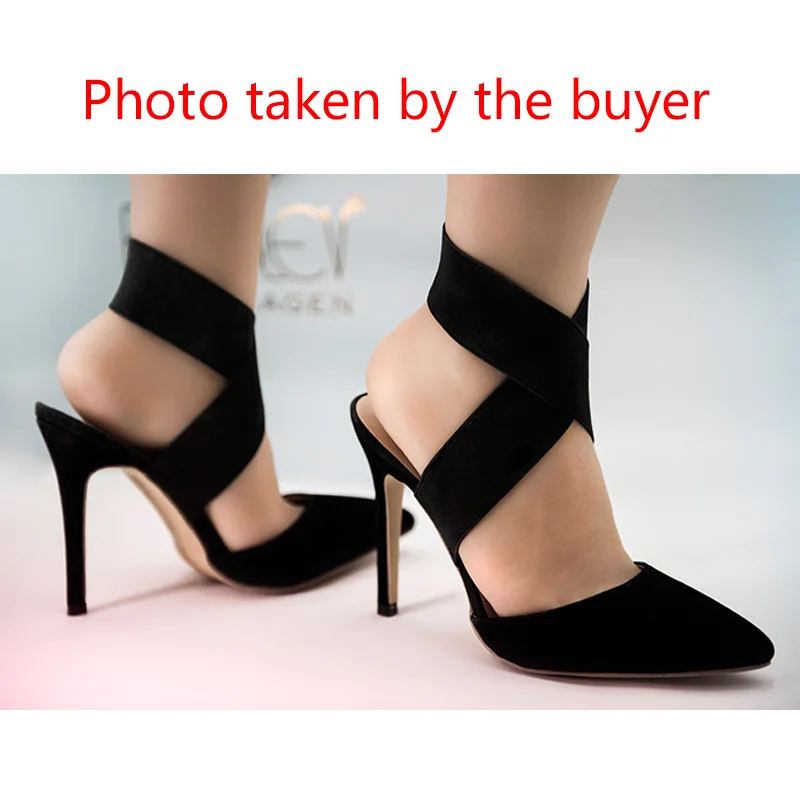 womens high heels party shoes women pumps high heels pointed toe pumps ankle strap shoes black red tacones mujer sexy altos