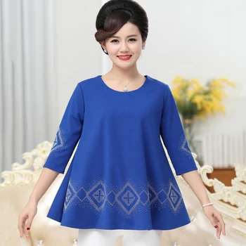 

NIFULLAN Women Casual Loose Tee Shirts Summer Plus Big Size Half Sleeve T-Shirt Quinquagenarian Mother Clothing Tops Blusas