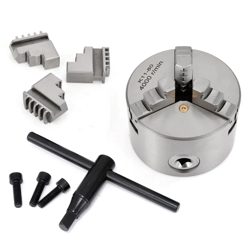 Self centering 3 Jaw Metal Lathe Chuck 80mm Diameter Manual Chuck Lathe Parts For K11A/K11C/K11D