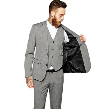 

Three-piece groom suits tuxedos high qulity pure color two button mens wedding suits fashion groom suits(jacket+pants+vest)
