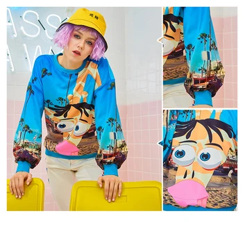 

Harajuku Korean Style Spring Autumn Cute O Neck Pullovers Women Sweatshirt Tops Cartoon Printing Casual Ladies Clothes SL067