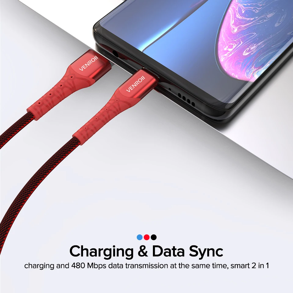 Venroii USB C быстрый заряд кабеля для Honor 20 V10 Pro зарядки Кабо 5А SuperCharge type-C шнур для huawei P30 P20 телефон USBC провод