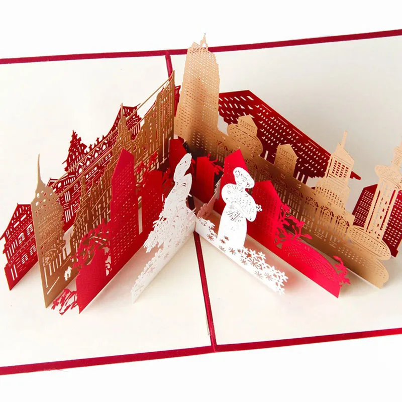  3D Laser Cut Handmade Shanghai Architecture Paper Invitation Greeting Cards PostCard Business Festi - 32791385711
