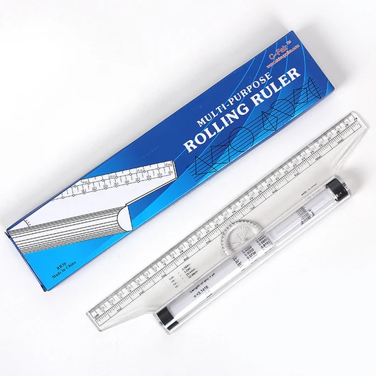 Clear Metric Parallel Multi-purpose Drawing Rolling Ruler Straight Tool 30CM