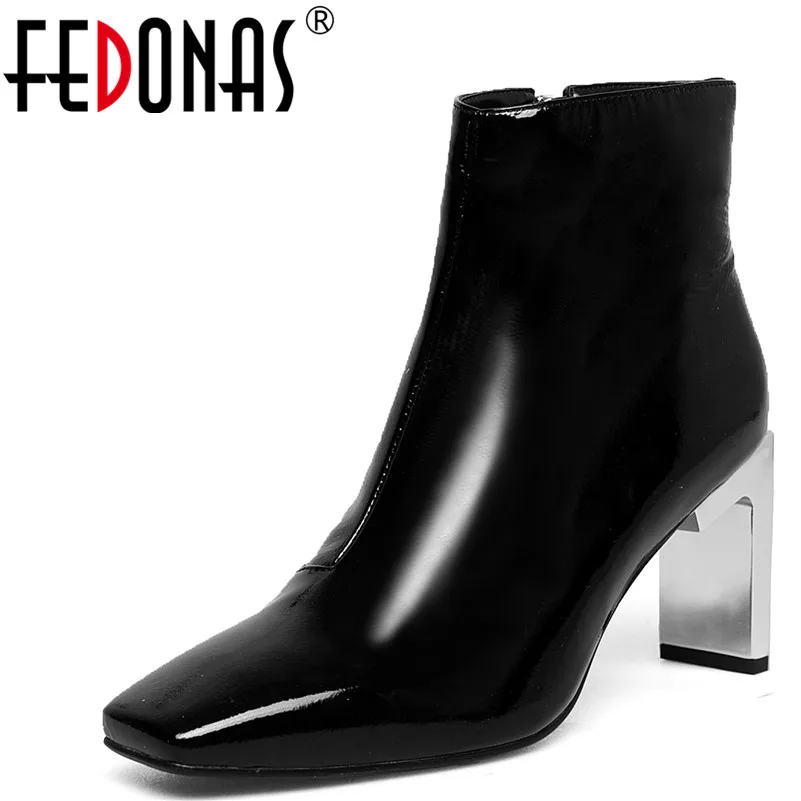 

FEDONAS 1Fashion Women Ankle Boots Genuine Leather Autumn Winter Warm High Heels Shoes Woman Concise Zipper Brand Chelsea Boots