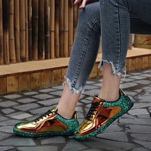 DUDELI/женские кроссовки с золотыми блестками; Блестящие модные повседневные туфли-оксфорды; женские балетки на плоской подошве; Блестящие Кроссовки; эспадрильи