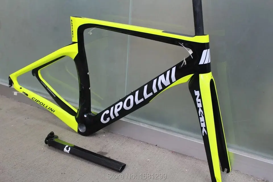 US $412.99 New fluo yellow 700C Road bike matt 3K full carbon fibre bicycle frame carbon forkseatpostclampheadsets light parts Free ship