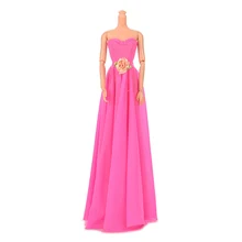 1 шт. Новое Розовое Макси платье ручной работы без бретелек с цветами для кукол Барби Свадебные платья с цветами