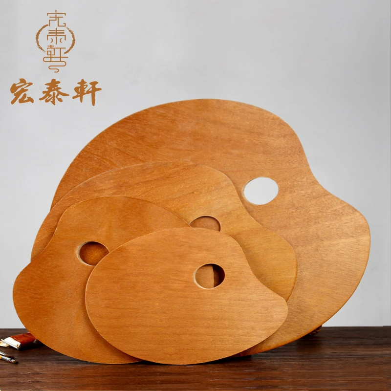 

BGLN 1Pcs Oil Acrylic Painting Palette Solid Wooden Walnut Color Professional Oil Paint Tray Artist Palette Paleta Art Supplies