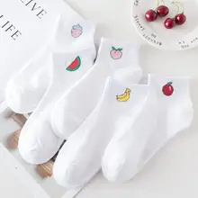 5 пара/лот; Новинка; женские носки в духе колледжа; носки-башмачки с фруктами из мультфильмов