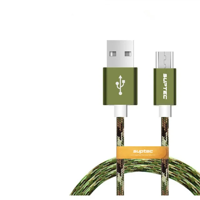 SUPTEC нейлоновый Кабель Micro-USB в оплетке 1 м/2 м/3 м Синхронизация данных USB кабель зарядного устройства для samsung htc LG huawei xiaomi кабели для телефонов Android - Цвет: Green