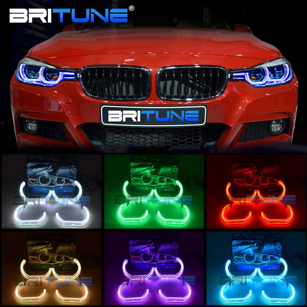 RGB ангельские глазки комплект для BMW E90 E60 E91 F30 E92 E88 E87 E82 E93 Автомобильные фары аксессуары светодиодный Halos Mulit-color DTM стиль DRL тюнинг