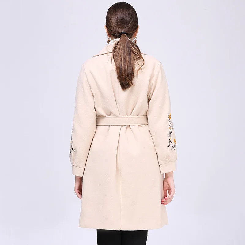 Et Manteau Pleine Femmes Veste Laine Mélange Seul Nouveau 2018 Dames Marron Manches Longs Élégant kaki Manteaux Hiver Bouton rose Solide 41PBqSB67