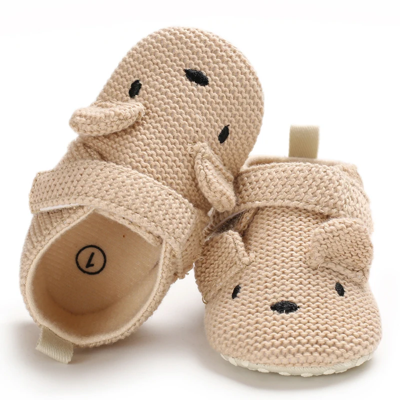Брендовая новая обувь для новорожденных мальчиков и девочек с мягкой подошвой, теплая Повседневная обувь для новорожденных с мультяшным рисунком