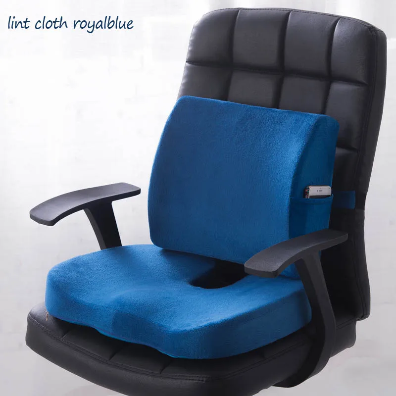 1set lint blue Подушка для автомобильного сиденья, ортопедический коврик с эффектом памяти, массажный коврик для стула, Подушка для спины, подушка для офисной терапии, Подушка для сна - Цвет: 1set lint blue