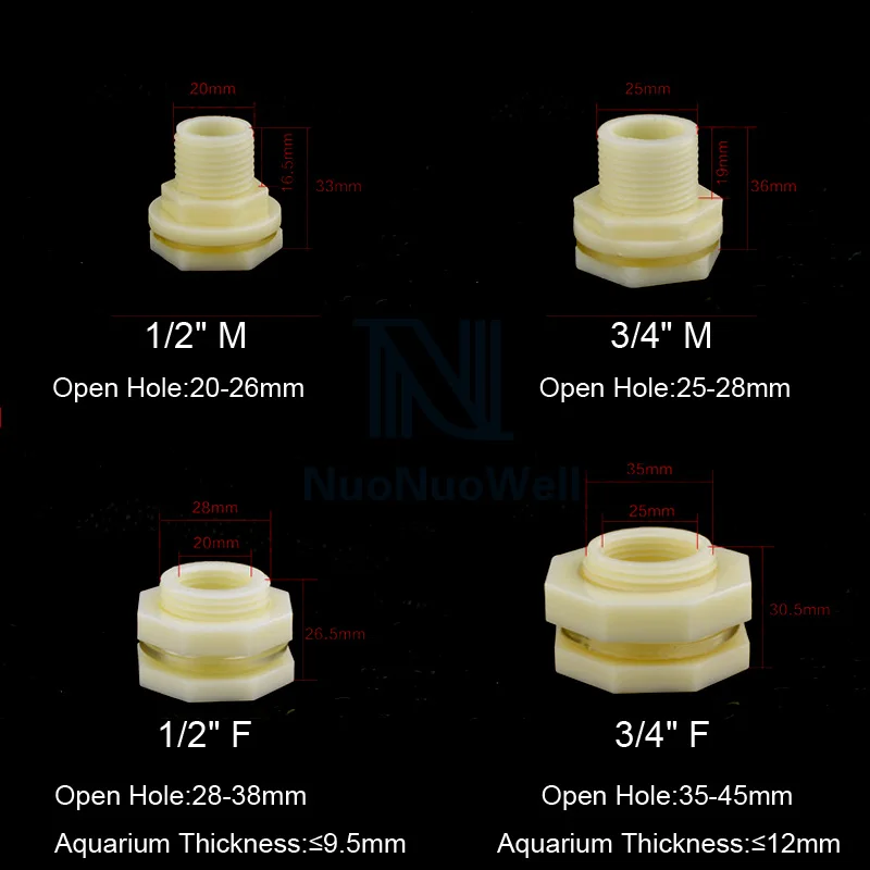 NuoNuoWell 2 шт. водопроводный резервуар ABS перегородка трубные соединения 1/2 &quot3/4&quot 1