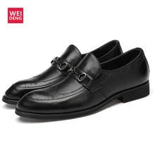 WeiDeng/Женская деловая обувь из натуральной кожи для мужчин; удобная офисная обувь на плоской подошве без застежки на шнуровке; высокое качество; большие размеры 36-45