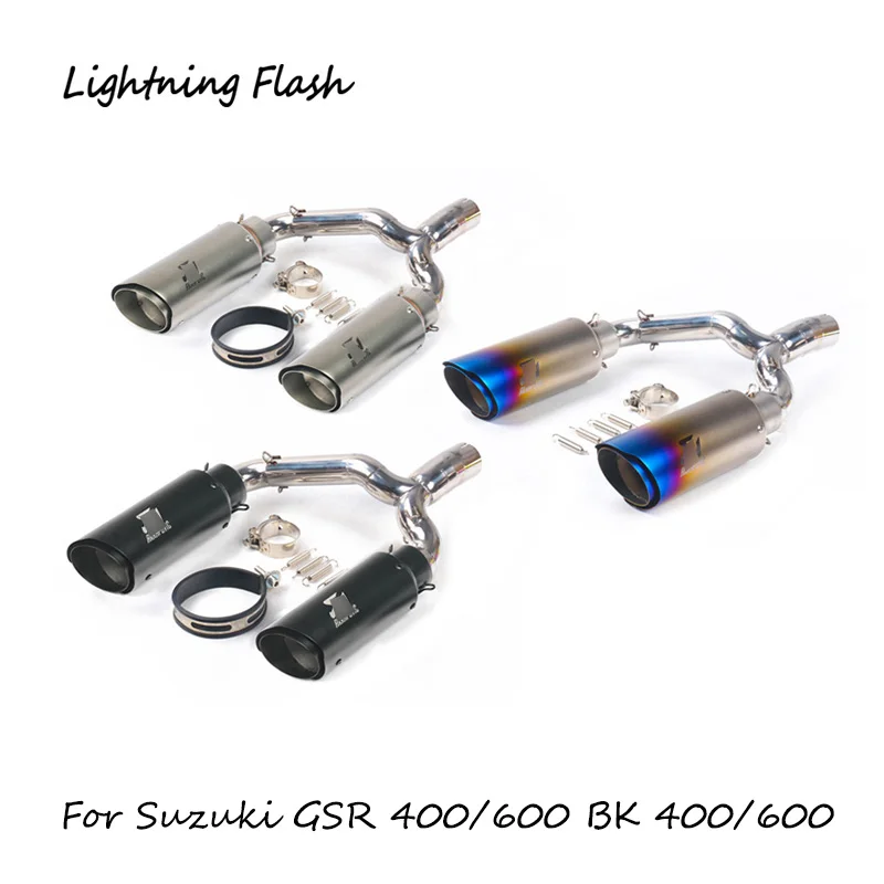 

For Suzuki GSR 600 400 BK 400 600 Stainless Steel Motorcycle Exhaust System Mid Tail Pipe No DB Killer Escape Slip On All Years