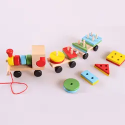 Новые детские деревянные твердой укладка поезд малышей деревянная игрушка весело автомобиля Панели игры деревянные развивающие