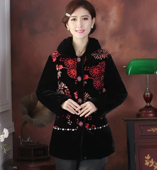 

2015 New Chinese Traditional Women's Winter Velour Beads Diamonds Wadded Jacket Coat L XL XXL 3XL 4XL TF2015022