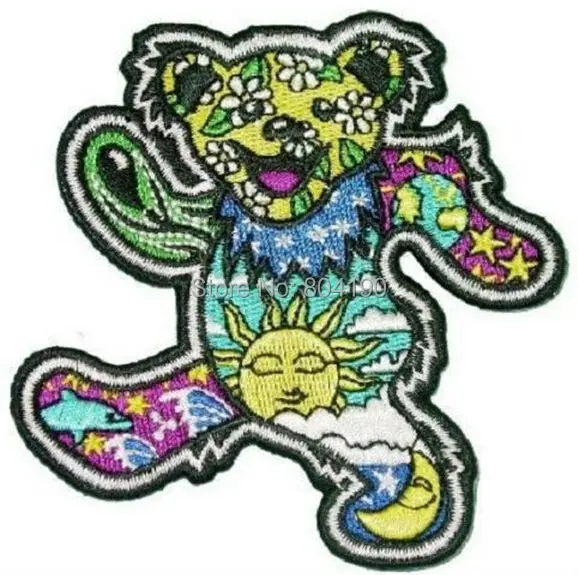 

3.5" Dan Morris Grateful Dead DANCING BEAR Logo Music Band Embroidered IRON ON Patch Rock Punk Heavy Metal clothes application