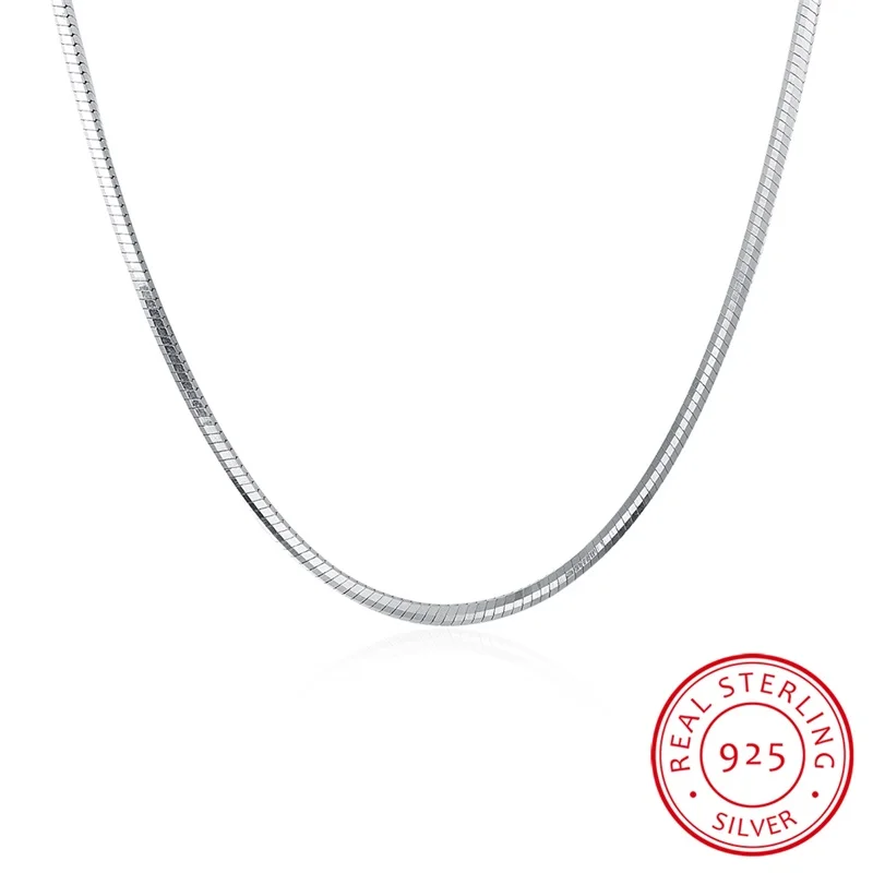 Solid 925 Sterling Silver Snake Chain Necklaces For Women Fine Jewelry