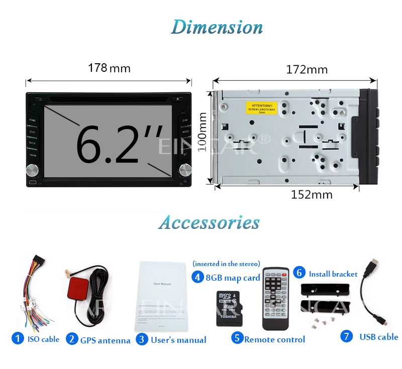 Top Radio Stereo Touchscreen Autoradio System Video MP4 RDS Universal Receiver Map Auto In Dash Movie GPS Car DVD EQ 7