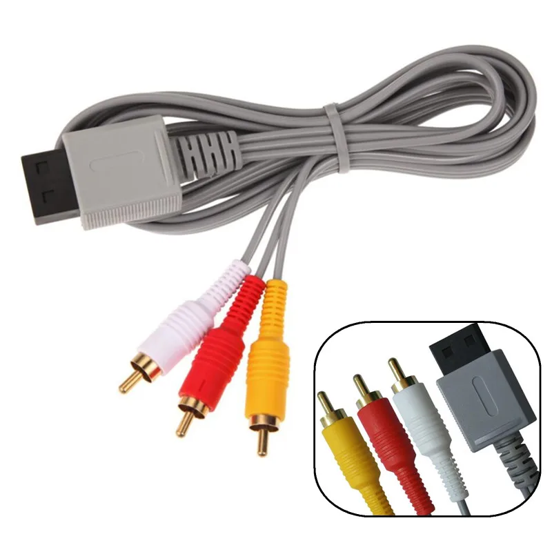 500PCS 1.8m Audio Video AV Cable Game Composite 3 RCA Gold plated Cord