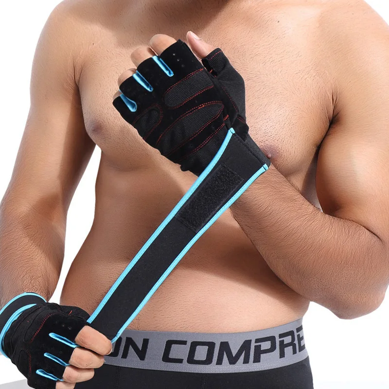 1 пара, перчатки для спортзала с полупальцами, для фитнеса, тяжелой атлетики, перчатки для упражнений для мужчин и женщин, тренировочные спортивные перчатки для тренировок, перчатки с ремешком на запястье