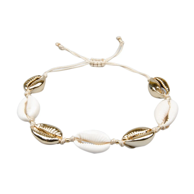 

Handmade Natural Seashell Hand Knit Bracelet Shells Bracelets Beaded Strand Bracelet Women Accessories