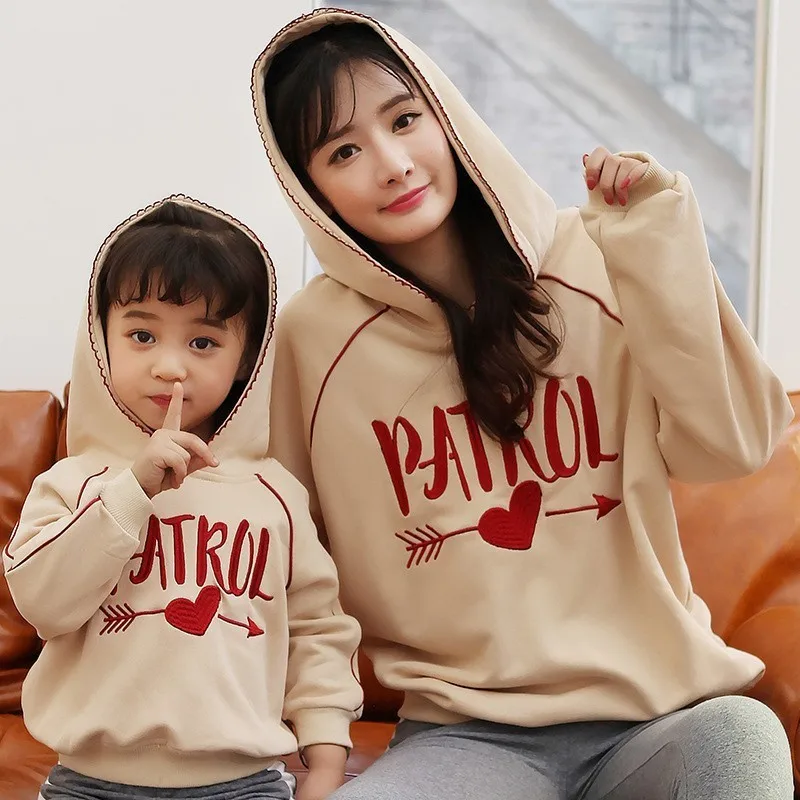 

Casual Matching Family Outfits Embroidery Letters Mother And Daughter Clothes 2 3 4 5 6 7 8 Y Baby Hoodies Mother Son Sweatshirt
