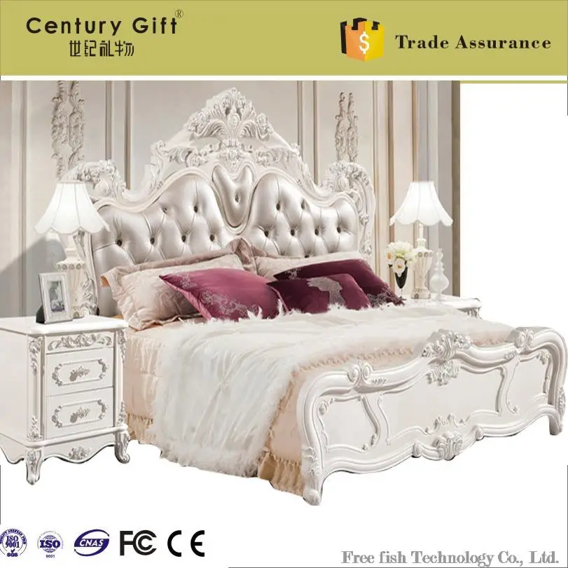 Continental Leather marriage bed wood bed double bed princess pearl