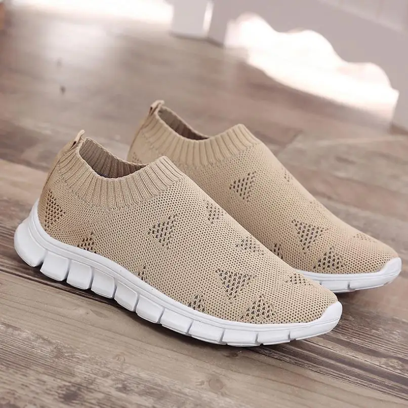 

2019 summer new flying woven mesh breathable and comfortable wild single shoes women's casual shoes