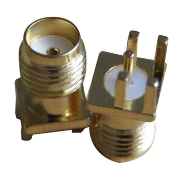 

Brand New 10x Connector SMA Female jack solder edge 1.6mm PCB clip mount straight 5.08mm Gold