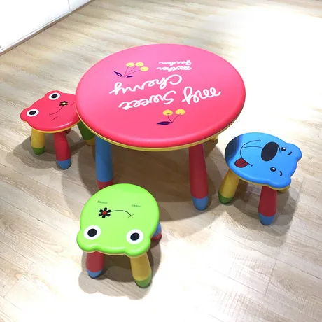 Детские мебельные гарнитуры пластиковый детский стол+ набор табуретов 1 стол+ 4 табурета комплект детской мебели в сборе круглый стол для учебы