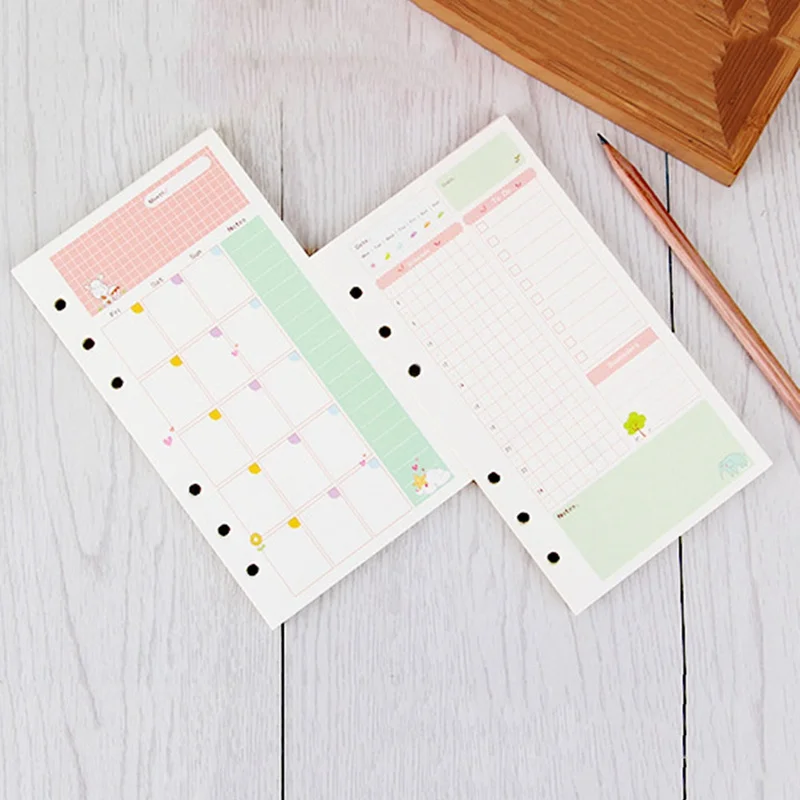 

A6 Lovely Style 6 Holes Loose Leaf Notebook Notebook With Inner Core Office Supplies Kawaii Student School Supplies Planer