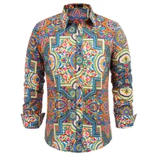 Весна-осень мужские рубашки в цветах топы Стильный цветочный узор длинный рукав; пуговицы планка для офиса, формальная одежда, Спецодежда для отдыха хлопковая рубашка