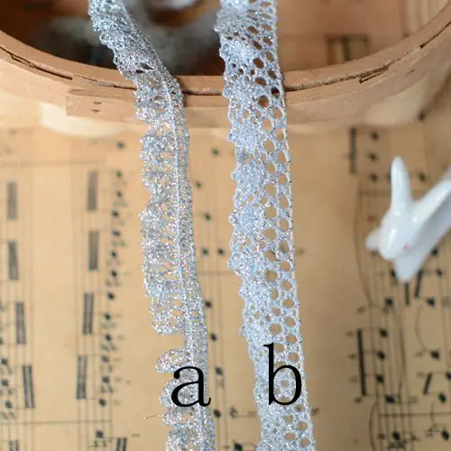 

1/mete silver elastic lace ruffle