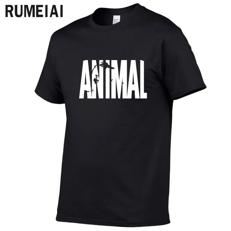 

2019 New ANIMAL T Shirt men cotton round collar muscle exercise fitness strong and handsome mens T-shirt trends cotton brand top