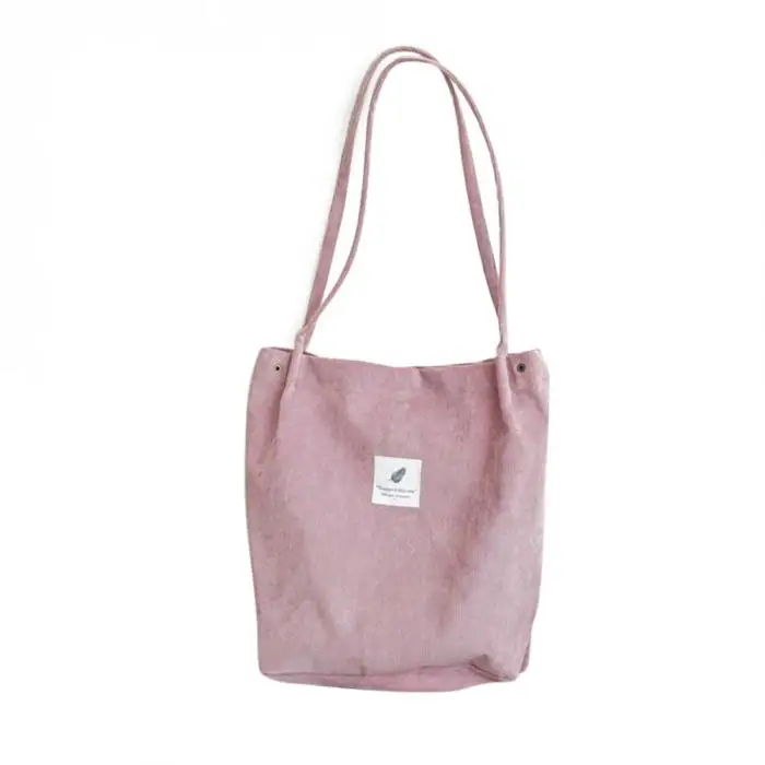 Вместительная женская Вельветовая Сумка-тоут, Женская Повседневная сумка через плечо, складная многоразовая пляжная сумка для покупок, женские кожаные сумки