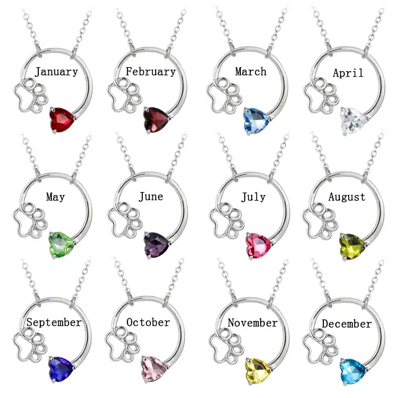 dog birthstone necklace