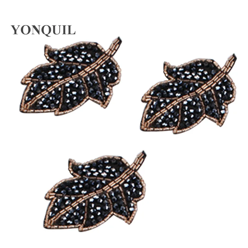 

10.5*7 CM Fashion leaf shape Rhinestone beaded Caps patches sewing on For hats clothing Diy Jewelry Making Accessories SYBB127