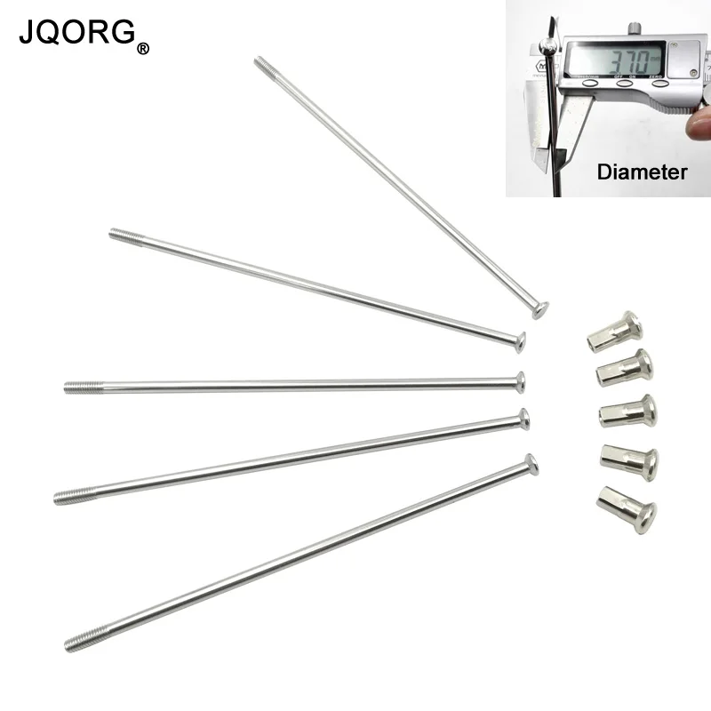 JQORG 8G диаметр 3,70 мм спицы прямой тяги/головки спицы мотоцикла 304 нержавеющая сталь равный диаметр мотоцикла стальной провод