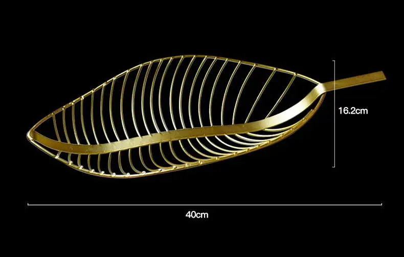 Фруктовая тарелка ручной работы в форме металлических листьев, корзина для фруктов, конфет, закуски, корзина для хранения, стол, фруктовая тарелка, украшение - Цвет: Gold